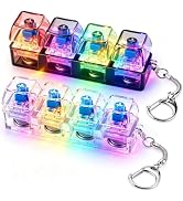 2 Pack Keyboard Fidget Toy Light Up Clicker with Clear Keycaps Keychain | Click Sound LED Light C...
