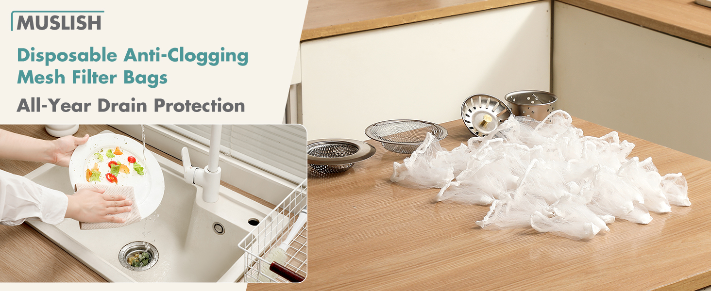 disposable drain covers, disposable sink strainer mesh bags, sink strainer mesh bag