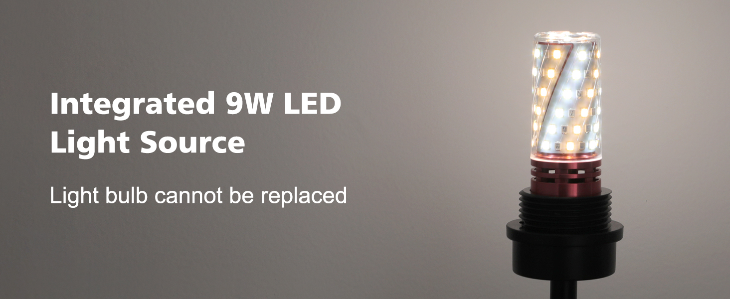 designed with integrated 9 W LED, which can provide 800 lumens