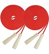 Double Dutch Jump Rope 16 ft 2 Pack, Adjustable Long Skipping Rope with Wooden Handle, Multiplaye...