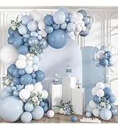 Ouddy Life 152Pcs Dusty Blue Balloons Arch Garland Kit Different Size | 18 12 10 5 inch Blue and ...