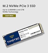 Timetec 1TB SSD NVMe PCIe Gen3x4 8Gb/s M.2 2280 3D NAND TLC 600TBW High Performance SLC Cache Rea...