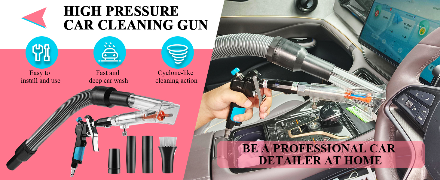 2in1 Car Interior Detailing Air Blow Gun & vacunm Gun