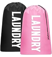 2 Pack XL Travel Laundry Bag, Machine Washable Dirty Clothes Organizer, Large Enough to Hold 4 Lo...