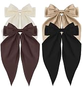 ATODEN Silky Satin Hair Accessories - 4Pcs Large Oversized Ribbons, Long Tail Bowknot Barrettes w...
