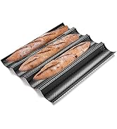 KITESSENSU Nonstick Baguette Pans for French Bread Baking, Perforated 4 Loaves Baguettes Bakery T...