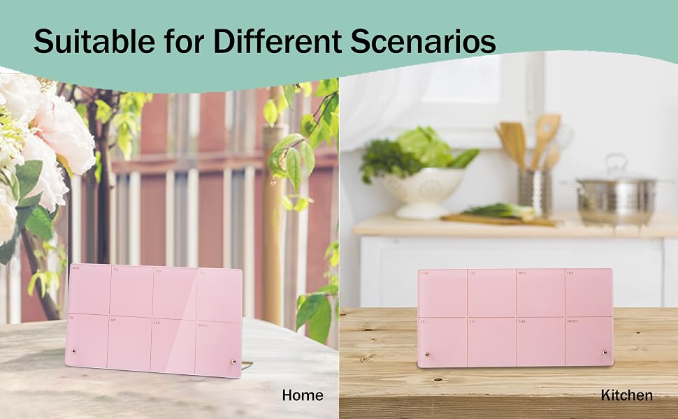 Pink acrylic weekly calendar dry erase board suitable for different scenes