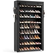 LANTEFUL Shoe Rack with Covers - 10 Tiers Tall Shoe Rack Organizer Large Capacity Shoe Shelf Stor...