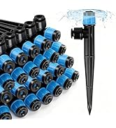 Copadri 30 Pack Quick Connect Drip Emitters Fan Shape with Stake for 1/4" Irrigation Tubing, Adju...