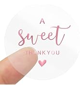 joycraft 2 Inch Sweet Thank You Stickers, 120Pcs Thank You Party Favor Labels Stickers, Clear Ros...