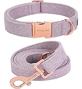 ARING PET Girl Dog Collar-Cotton Lavender Dog Collar with Leash, Adjustable Dog Collars and Leash...
