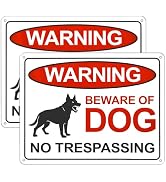 2 Pack Beware of Dog Sign, 10x7 Inch Reflective Aluminum Beware of Dog Signs for Fence, Rust Free...