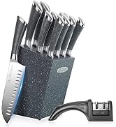 Harriet 13-Piece Knife Block Set with Sharpener | German Stainless Steel, Rustproof & Non-Stick |...
