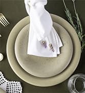 Porto by Stone Lain Aro 12-Piece Dinnerware Set Stoneware, Green Matte, Crafted in Portugal, Scra...