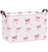 36L Pink Bow Storage Bins Empty Gift Baskets for Girls Baby Shower Decorations Girls Toddler Toy ...