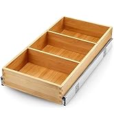 Pull Out Cabinet Drawer Organizer for Kitchen, Sliding Bamboo Wood Storage Rack Organization, Gli...