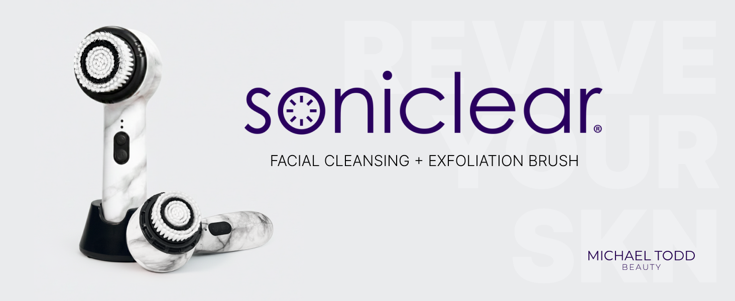 Soniclear antimicrobial facial cleansing brush for daily deep pore removal and exfoliation