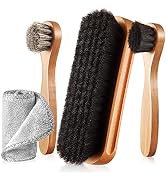 4 Pcs Horsehair Shine Shoes Brush Kit Polish Dauber Applicators Cleaning Leather Shoes Boots Care...