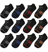 Comfoex 12 Pairs Boys Running Ankle Socks For Kids 4-6 6-8 8-10 10-12 Years Old Low Cut Athletic ...