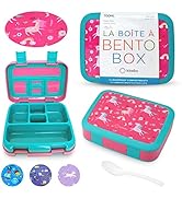 kinsho Unicorn Bento Lunch Box for Girls Toddlers, 5 Portion Control Sections, BPA Free Removable...
