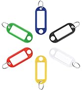 Uniclife 2 Inch Tough Plastic Key Tags in 6 Assorted Colors Item Identifiers Markers with Blank P...