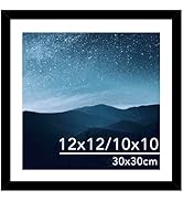 JCJMY 12x12 Picture Frame with Mat for 30 x 30cm Diamond Art Painting, Display Photo 10x10 with M...