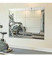 Ruomeng Home Gym Mirrors 12 Inch x 12Pcs Wall Mounted Mirror Glass Frameless Full Length Mirror T...