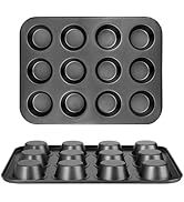 Cyimi Muffin Pan, 12 Cup Cupcake Baking Pan Set of 2, Carbon Steel Coating Nonstick Muffin Tray B...