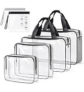 ABSOFINE Clear Toiletry Bag for Travel Size Toiletries, 4 Pack Large Waterproof PVC Makeup Bags w...