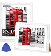 HOMERHYME Picture Frames 8x10, Set of 2 White Photo Frame for Tabletop or Wall Display, Display P...