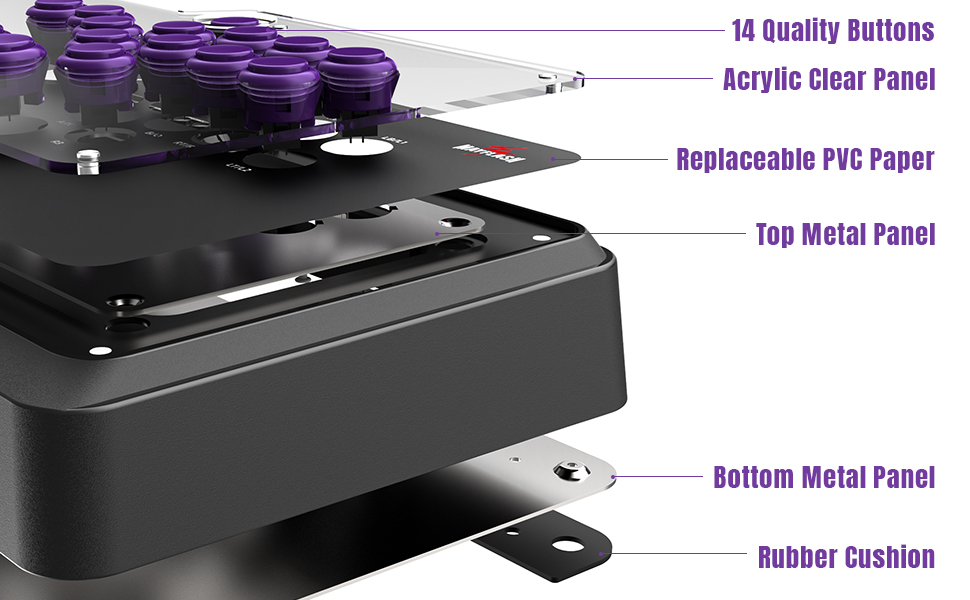 F500 FLAT Fight Stick All Button Arcade Controller for PS4, PC, Xbox Series S/X, Xbox One, Switch