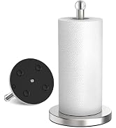 DAWNER Paper Towel Holder Countertop with Weighted Suction Cup Base, Easy One-Handed Tear Stainle...