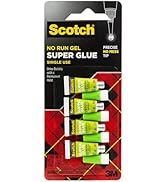 Scotch Super Glue Gel, 4-Pack of Single-Use Tubes, .017 oz each, Fast Drying, No Run Gel Formula ...