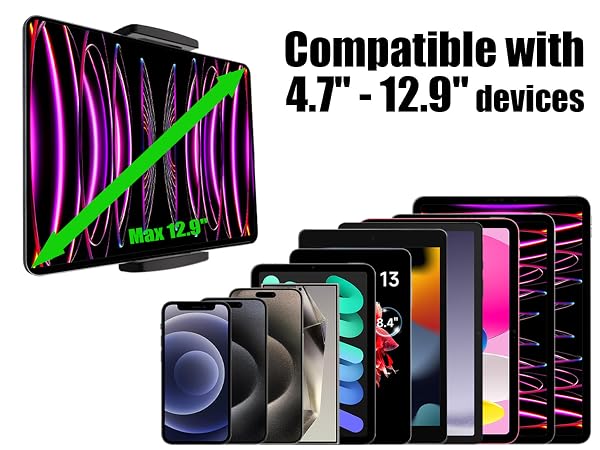 Ipad mount compact with 4.7~12.9inch devices
