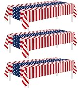 Childom 3 Pack Patriotic Tablecloths 4th of July Decorations,Disposable Plastic Tablecloths 54"x1...