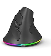 Vertical Mouse Rechargeable Wireless Bluetooth+2.4G Dual-Mode Upright Ergonomic Mouse Optical RGB...