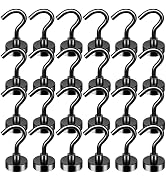 FINDMAG 25 Pack 25 LBS Black Magnetic Hooks Neodymium Magnet Hooks for Hanging, Strong Magnetic H...