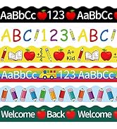 Whaline 69Ft Back to School Bulletin Board Borders Colorful Pencil Apples Border Trim Stickers We...