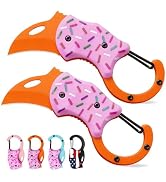 GUANYISTO 2 Pack Small Pocket Knife for Women,Gifts for Mother EDC Cute Donut with 1.34inch Blade...