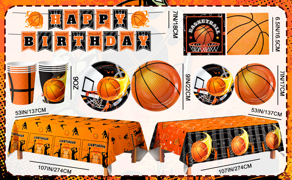 basketball plates and napkins