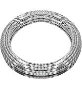 Thickened 1/4 Stainless Steel Cable, 50ft Wire Rope, 7X19 Strands Aircraft Cable, 6400lbs Breakin...