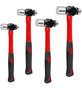 C&T 4-Piece Hammer Set, 8 12 16 24oz, Fiberglass Handle hammer for Ball Peen, Blow Striking Ball ...