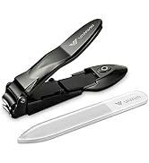VANWIN Nail Clippers with Catcher, No Splash Fingernail Toenail Clippers with Sharp Curved Blade ...