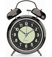 Azyh Loud Alarm Clock for Heavy Sleeper, 4 Inches Twin Bell Battery Operated Metal Alarm Clocks w...