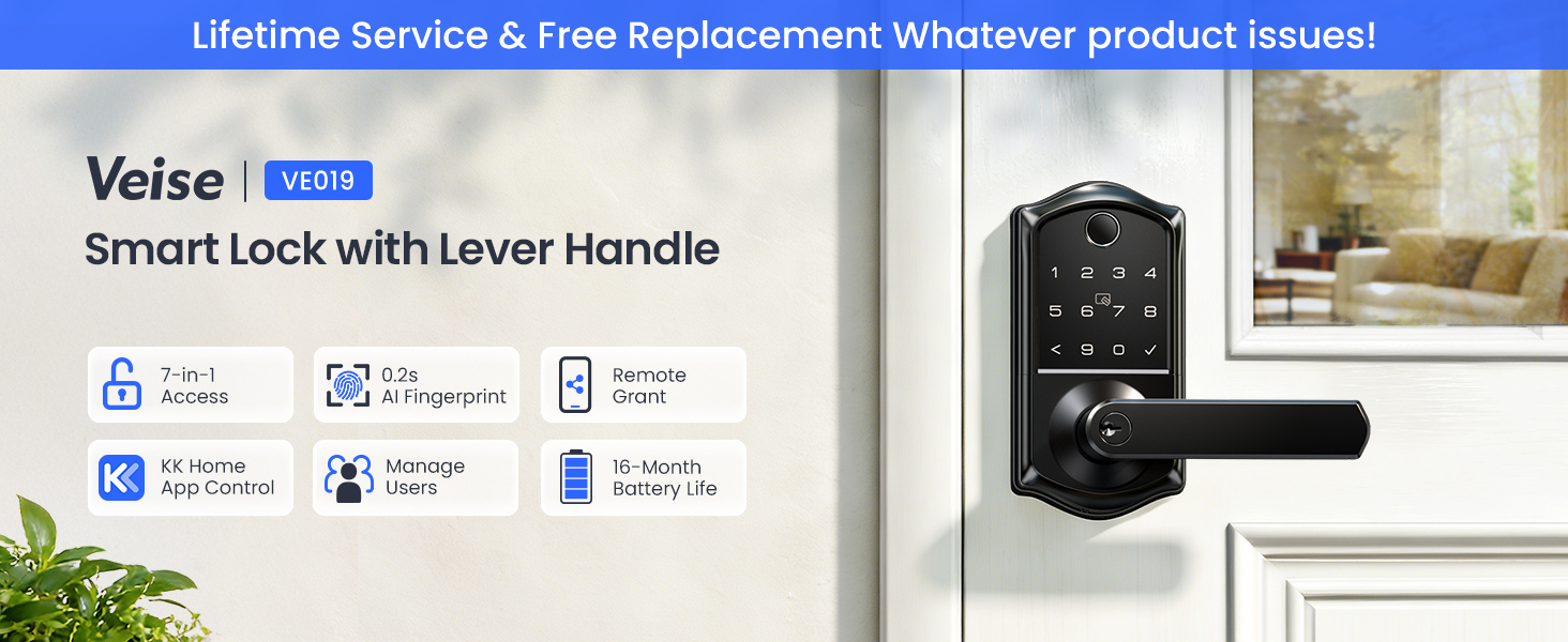 smart door lock deadbolt with handle