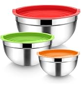 TeamFar Mixing Bowls, Stainless Steel Nesting Salad Bowls with Airtight Lids Set, For Serving/Mix...