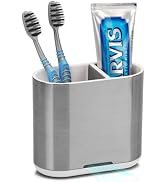 Chintu Toothbrush and Toothpaste Holder with Bamboo Divider for Bathroom Countertop Organizer, 2 ...