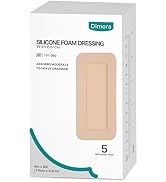 Dimora Silicone Foam Dressing with Border Adhesive 4"x8" Waterproof Wound Dressing Bandage for Wo...