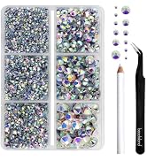 BEADSLAND Hotfix Rhinestones, 4000 PCS AB Rhinestones for Clothes Crafts Mixed 6 Sizes with Wax P...