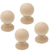 HEVSTIL 4-Pack 1-8/9"Round Wood Ball Finial Unfinished Solid Hardwood Round Bun Foot